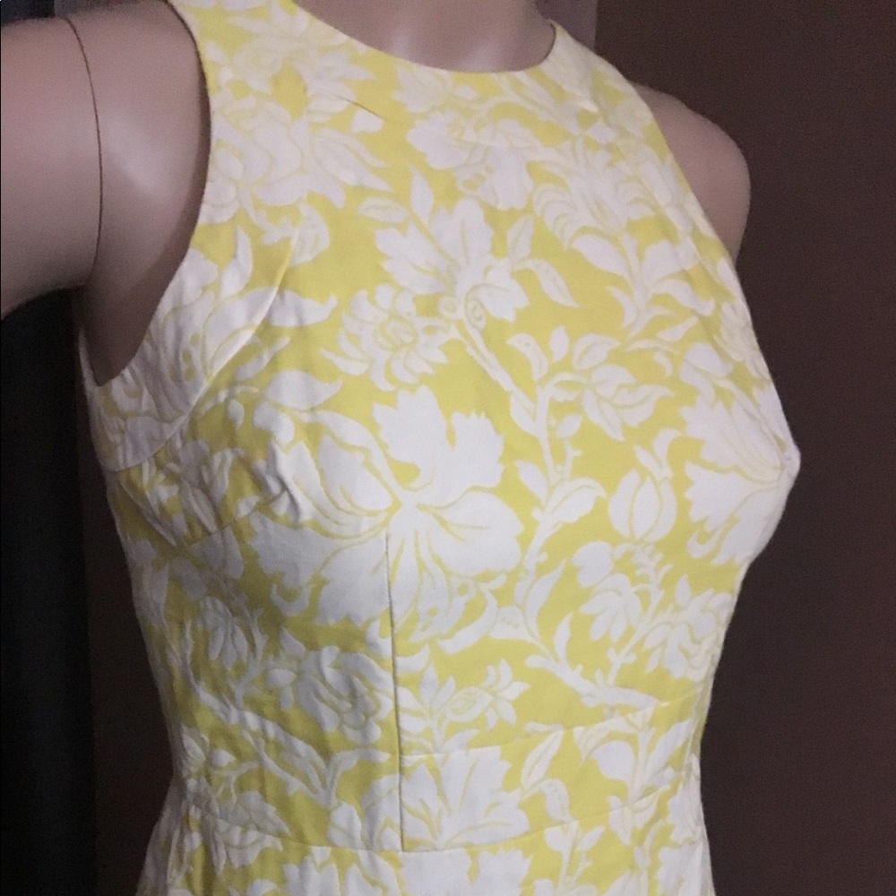Ann Taylor Yellow Floral Jacquard Dress - Picture 3 of 10